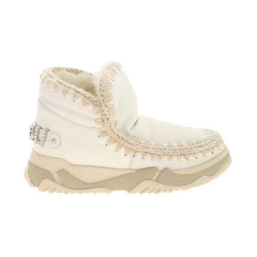 Witte Leren Winterlaarzen voor Vrouwen Mou , Beige , Dames