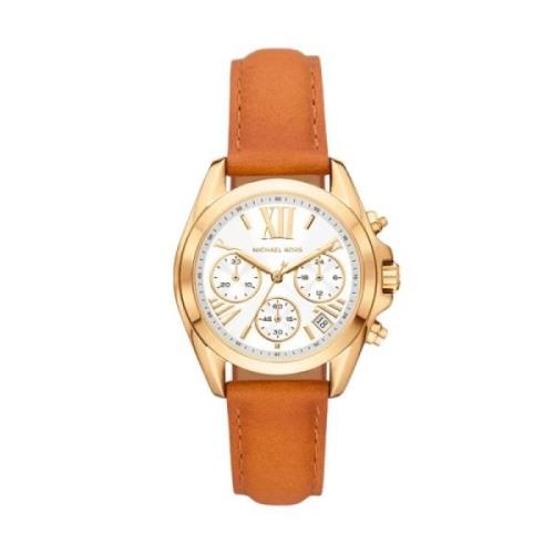 Gouden Dames Quartz Horloge met Leren Band Michael Kors , Brown , Dame...