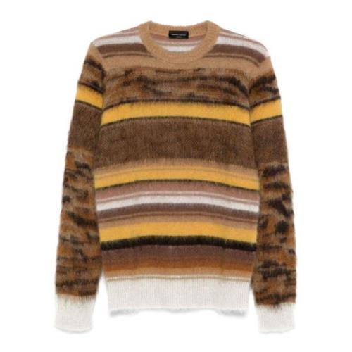 Bruine Gestreepte Mohair Trui Roberto Collina , Brown , Heren