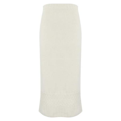 Kasjmier Zijde Wol Midi Rok D.Exterior , White , Dames