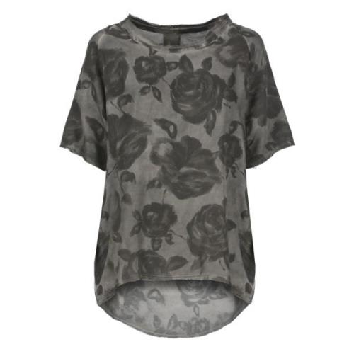 Bloemen Grijs T-shirt en Polo Sanctamuerte , Gray , Dames