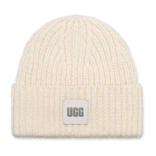 Chunky Rib Beanie UGG , White , Heren