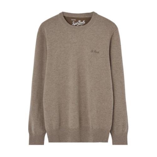 Beige Logo Miniature Sweater Jersey MC2 Saint Barth , Brown , Heren