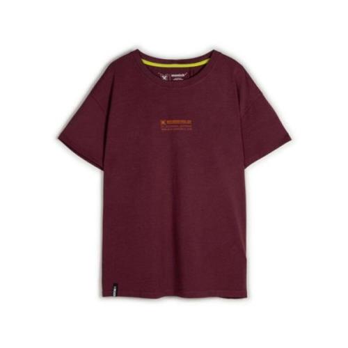 Bordeaux Bedrukt Oversize Urban T-shirt Munich , Red , Heren