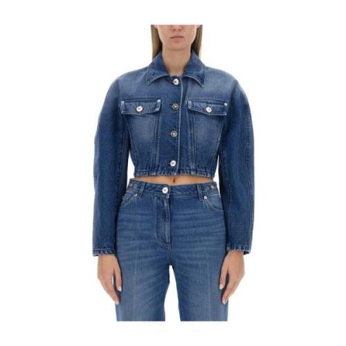 Italiaanse Denim Jack, 100% Katoen Versace , Blue , Dames