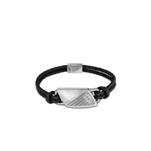 Armband Mannen Leer Zwart Matobo Pj.26559Bls/01 Police , Gray , Heren