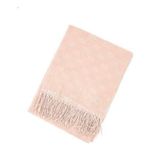 Roze Logo Jacquard Franje Sjaal Liu Jo , Pink , Dames