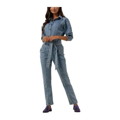 Denim Twill Jumpsuits in Blauw Freebird , Blue , Dames