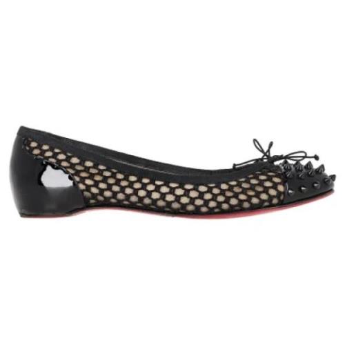 Pre-owned Leather flats Christian Louboutin Pre-owned , Black , Dames