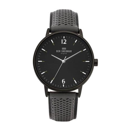 Zwarte Leren Quartz Horloge, 3Atm Ben Sherman , Black , Heren