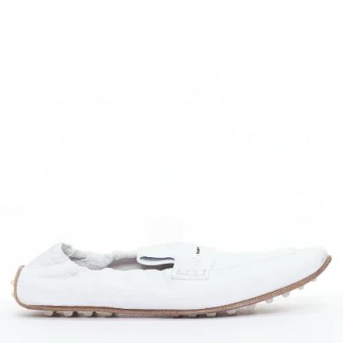 Pre-owned Leather flats Hermès Vintage , White , Dames