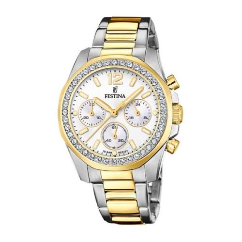 Zilver Staal Quartz Dameshorloge Festina , Yellow , Dames