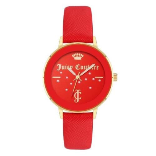 Gouden Dameshorloge met Leren Band Juicy Couture , Red , Dames