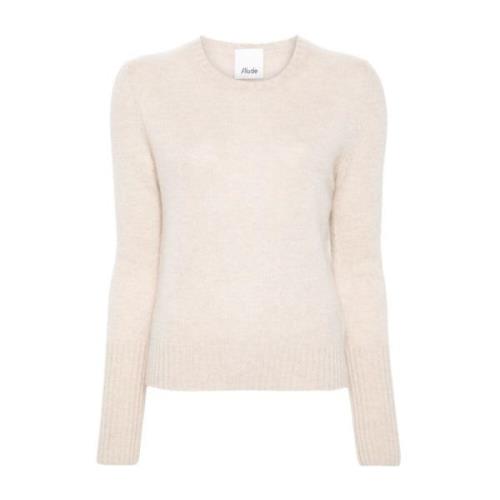 Kasjmier Gebreide Trui Ronde Hals Allude , Beige , Dames