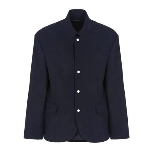 Blauwe Wollen Blazer Clip Knopen Armani Exchange , Blue , Heren