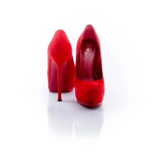 Pre-owned Suede heels Yves Saint Laurent Vintage , Red , Dames