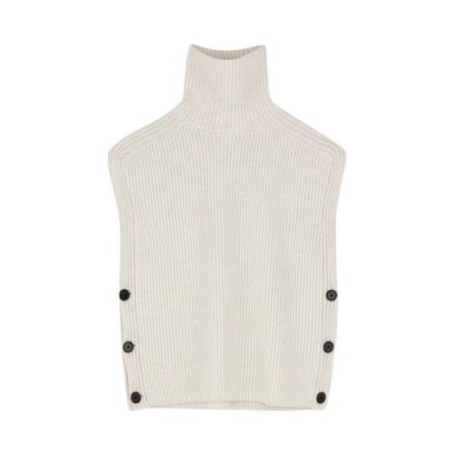 Merino Wol Hoge Hals Vest Mark Kenly Domino Tan , Beige , Dames