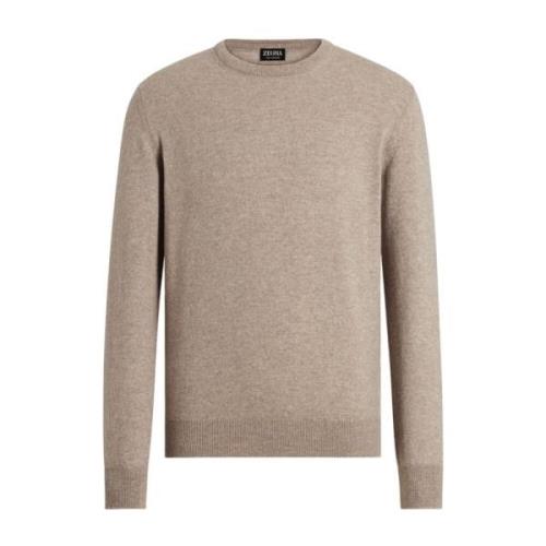 Kasjmier Crew Neck Sweater Taupe Grijs Ermenegildo Zegna , Beige , Her...