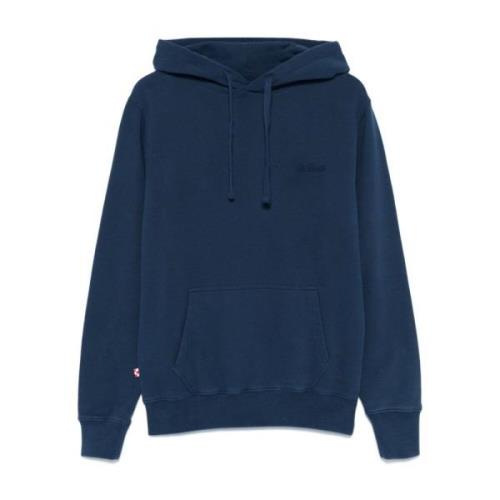 Blauwe Sweater met Trekkoord Capuchon MC2 Saint Barth , Blue , Heren