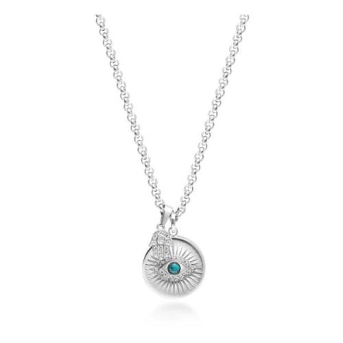 Men's Silver Evil Eye and Hamsa Hand Necklace Nialaya , Gray , Heren