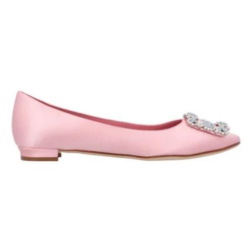 Leather flats Manolo Blahnik , Pink , Dames