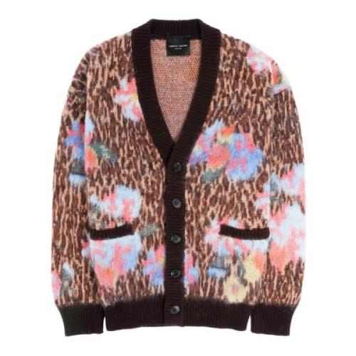 Animalier Bloemen Cardigan Grunge Stijl Roberto Collina , Multicolor ,...