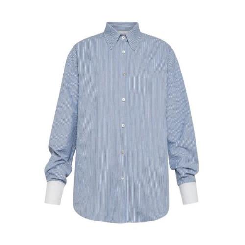 Lichtblauwe Oversized Gestreepte Oxford Overhemd Forte Forte , Blue , ...