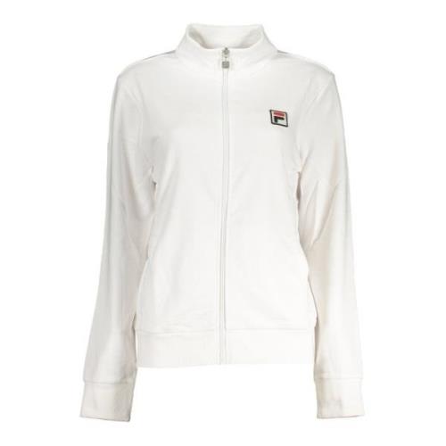 Witte Sweater met Rits Lange Mouwen Katoen Fila , White , Dames