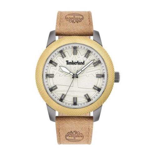 Quartz Herenhorloge, Leren Horlogeband, Zilver/Bruin Timberland , Gray...