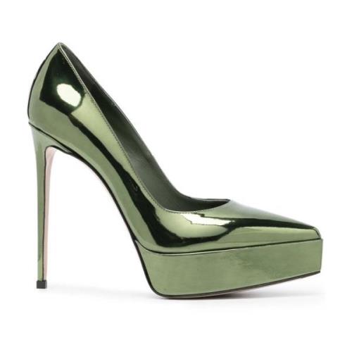 Grijze leren stiletto hakken Le Silla , Green , Dames