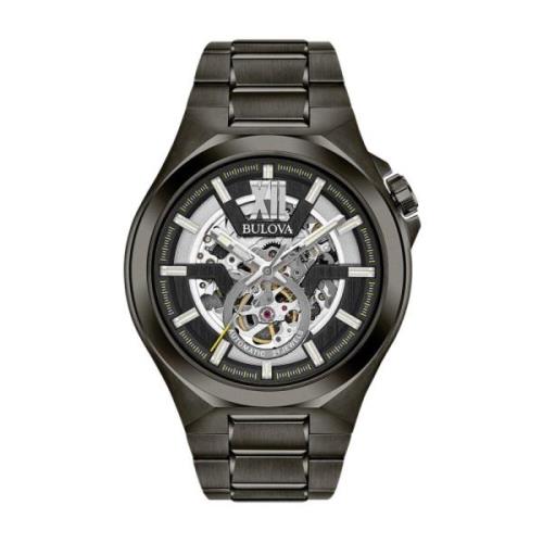 Automatisch Stalen Horloge, Grijze Kast, Zwarte Band Bulova , Black , ...