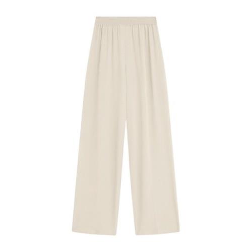 Zijden Crepe Broek in Haver Joseph , Beige , Dames