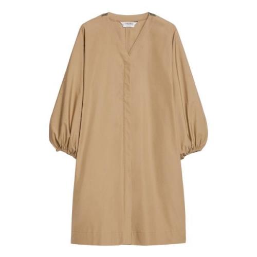 Katoenen V-hals Jurk met Lurex Detail Max Mara , Brown , Dames