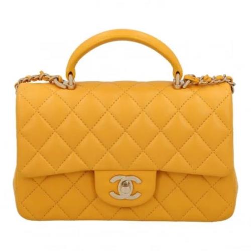 Pre-owned Leather chanel-bags Chanel Vintage , Yellow , Dames