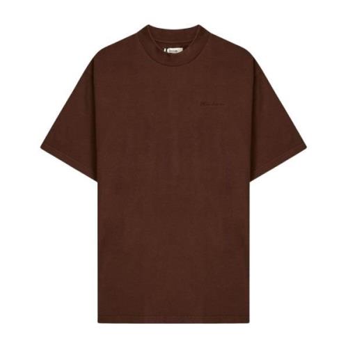 Geborduurd crew neck t-shirt regular fit Haikure , Brown , Heren