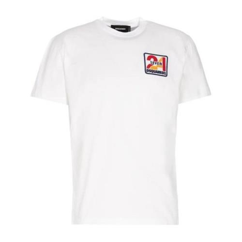 Logo Geborduurd T-shirt Dsquared2 , White , Heren