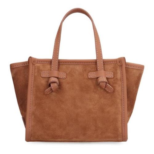 Suède handtas met leren handvatten Gianni Chiarini , Brown , Dames