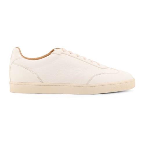 Leren Logo Sneakers Rubberen Zool Italië Brunello Cucinelli , White , ...