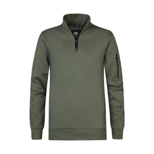 Jongens Rits Kraag Sweater Donkergroen Petrol , Green , Heren