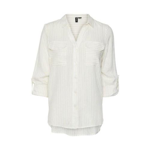 Glitter Shirt Sneeuwwit/Goud Lurex Vero Moda , White , Dames