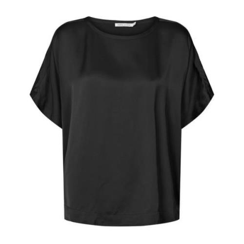 Zwarte korte mouwen blouse Serena Rabens Saloner , Black , Dames