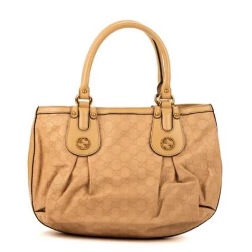 Pre-owned Leather handbags Gucci Vintage , Beige , Dames