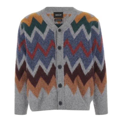 Geometrische Wol V-hals Cardigan Sweater Howlin' , Multicolor , Heren