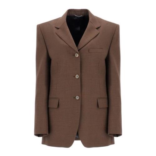 Oversized Wollen Blazer met Gewatteerde Schouders Magda Butrym , Brown...