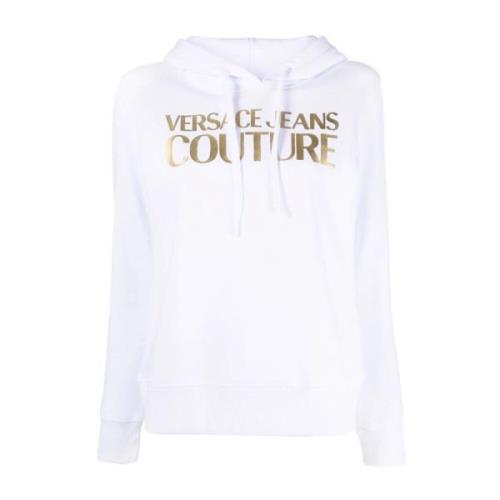 Witte Katoenen Hoodie Sweater Versace Jeans Couture , White , Dames