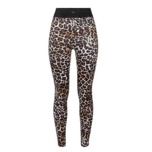 Animalier Slim Fit Shiny Lycra Leggings Elisabetta Franchi , Brown , D...