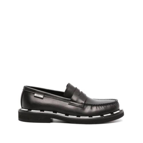 Zwarte Elegante Gesloten Loafers Moschino , Black , Dames