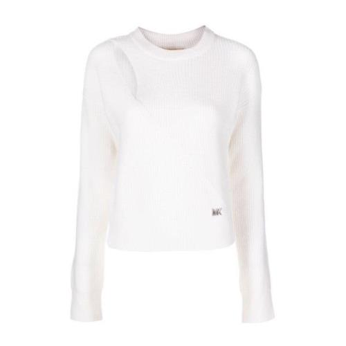 Witte Wollen Sweater met Sleutelgat Uitsnede Michael Kors , White , Da...