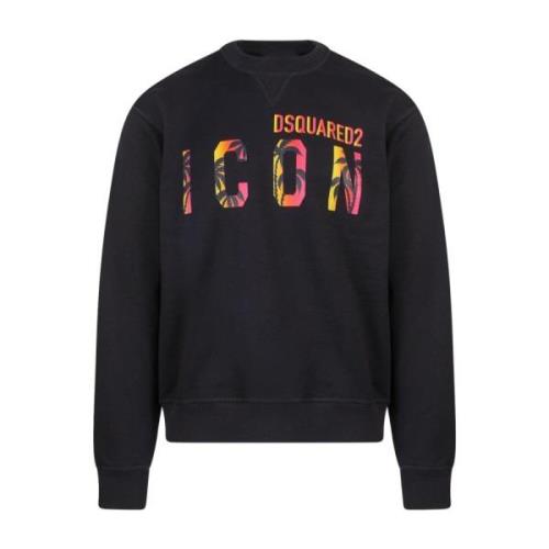 Logo Bedrukte Crewneck Sweatshirt Dsquared2 , Black , Heren