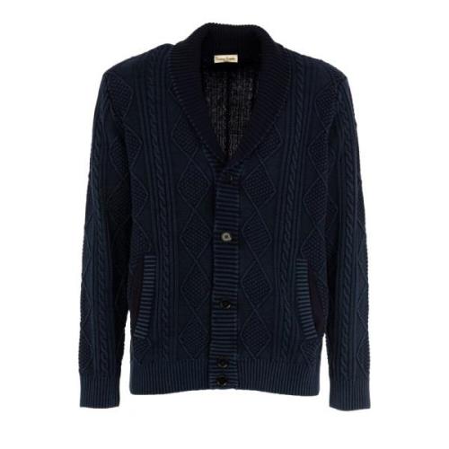 Heren Saffierblauwe Cardigan Outlet Cashmere Company , Blue , Heren